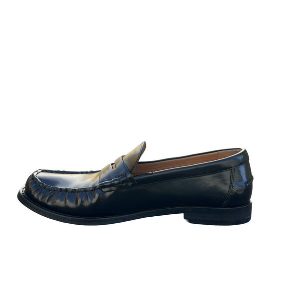 Zara Men’s Black Leather Penny Loafers Shiny Glossy Finish US 8 UK 7 EUR 41 main image 9